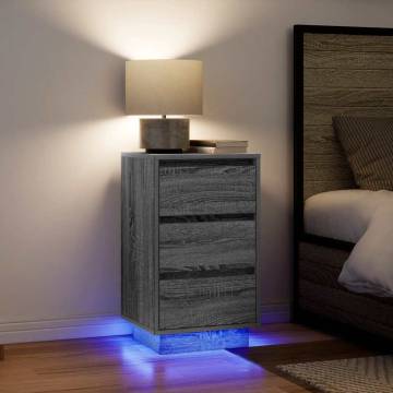 Grey Sonoma Bedside Cabinet with LED Lights - Hipomarket