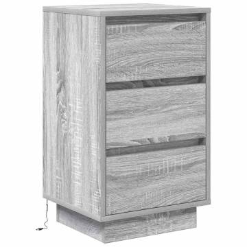 Grey Sonoma Bedside Cabinet with LED Lights - Hipomarket