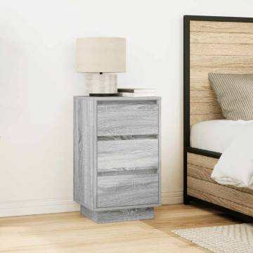 Grey Sonoma Bedside Cabinet with LED Lights - Hipomarket