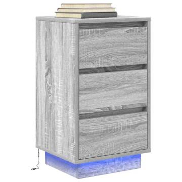 Grey Sonoma Bedside Cabinet with LED Lights - Hipomarket