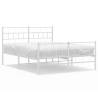 Metal Bed Frame with Headboard & Footboard - Small Double White