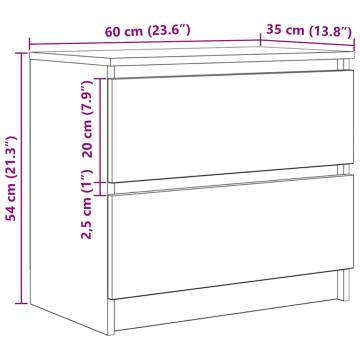 Brown Oak TV Cabinet - 60x35x54 cm Engineered Wood