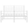 Metal Bed Frame with Headboard & Footboard - Small Double White