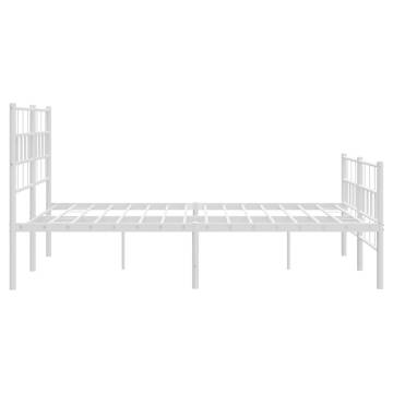 Metal Bed Frame with Headboard & Footboard - Small Double White