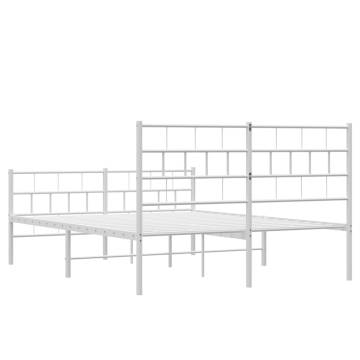 Metal Bed Frame with Headboard & Footboard - Small Double White