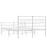 Metal Bed Frame with Headboard & Footboard - Small Double White