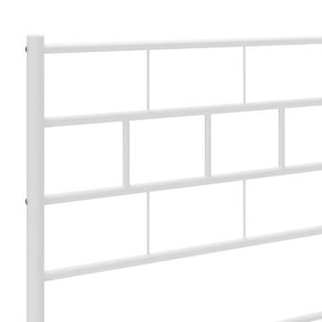 Metal Bed Frame with Headboard & Footboard - Small Double White