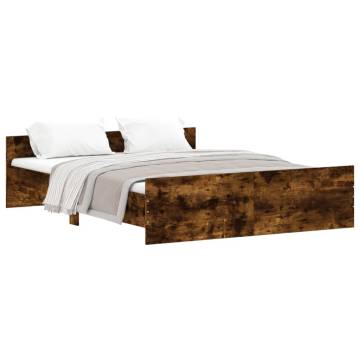 King Size Smoked Oak Bed Frame with Headboard & Footboard