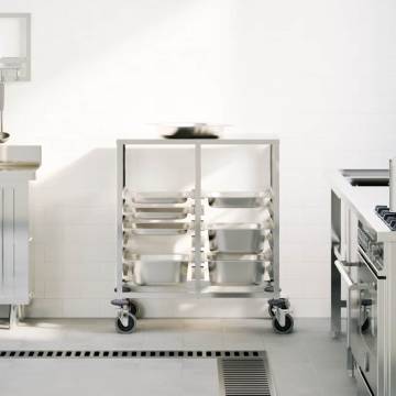 Tray Trolley with 12 GN Containers - Stainless Steel 75x55x87 cm