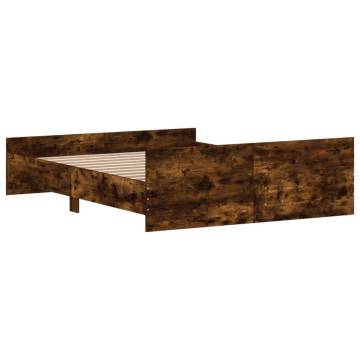 King Size Smoked Oak Bed Frame with Headboard & Footboard