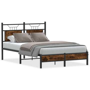 Smoked Oak Bed Frame 120x190 cm - Modern & Durable Design