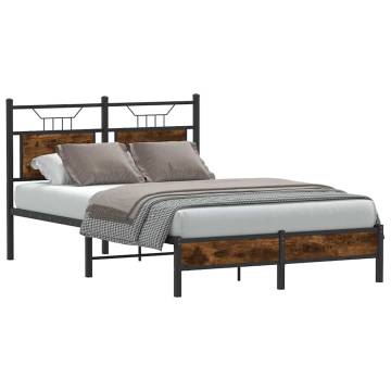 Smoked Oak Bed Frame 120x190 cm - Modern & Durable Design