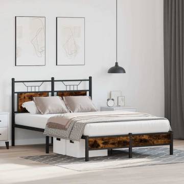 Smoked Oak Bed Frame 120x190 cm - Modern & Durable Design