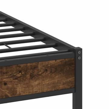 Smoked Oak Bed Frame 120x190 cm - Modern & Durable Design