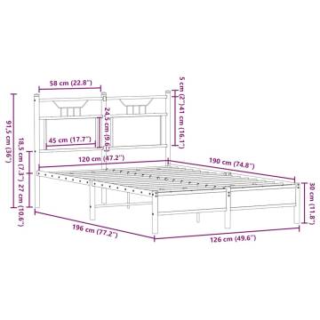 Smoked Oak Bed Frame 120x190 cm - Modern & Durable Design