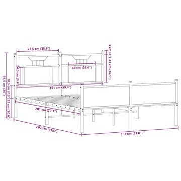 King Size Smoked Oak Bed Frame - 150x200 cm - No Mattress