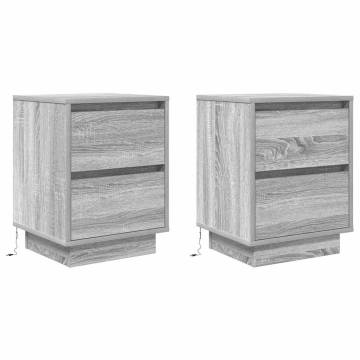 Bedside Cabinets with LED Lights - 2 pcs Grey Sonoma