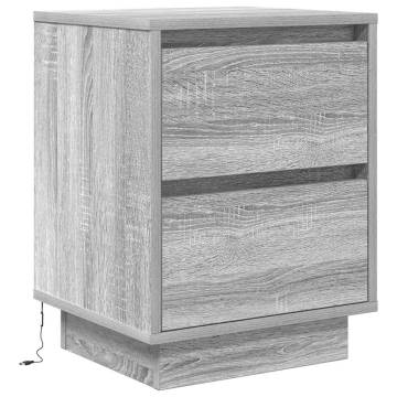 Bedside Cabinets with LED Lights - 2 pcs Grey Sonoma