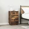 Stylish Smoked Oak Bedside Cabinet with LED Lights - 38x34x65 cm