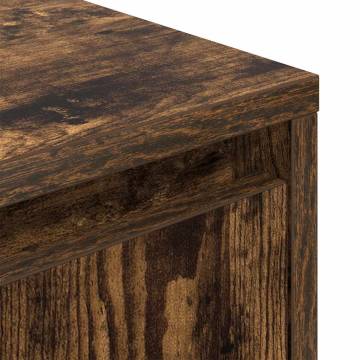 Stylish Smoked Oak Bedside Cabinet with LED Lights - 38x34x65 cm