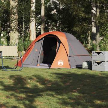 Family Tent Cabin 6-Person Waterproof - Grey & Orange