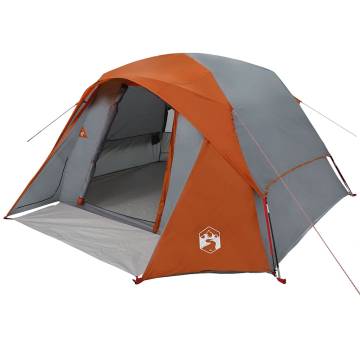 Family Tent Cabin 6-Person Waterproof - Grey & Orange