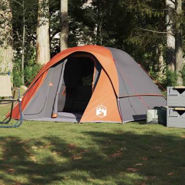 Family Tent Cabin 6-Person Waterproof - Grey & Orange