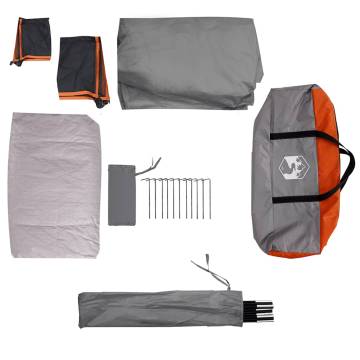 Family Tent Cabin 6-Person Waterproof - Grey & Orange