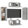 4 Piece TV Cabinet Set - Concrete Grey Engineered Wood