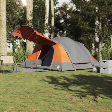 Family Tent Tunnel 8-Person Waterproof - Grey & Orange