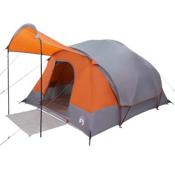 Family Tent Tunnel 8-Person Waterproof - Grey & Orange