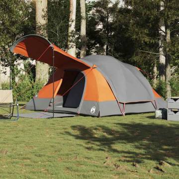 Family Tent Tunnel 8-Person Waterproof - Grey & Orange