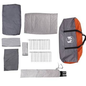 Family Tent Tunnel 8-Person Waterproof - Grey & Orange