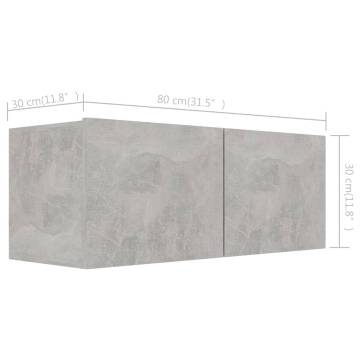 4 Piece TV Cabinet Set - Concrete Grey Engineered Wood