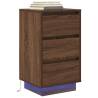 Bedside Cabinet with LED Lights - Brown Oak 38x34x65 cm