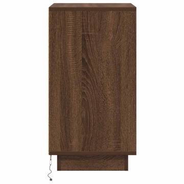 Bedside Cabinet with LED Lights - Brown Oak 38x34x65 cm