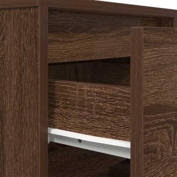 Bedside Cabinet with LED Lights - Brown Oak 38x34x65 cm