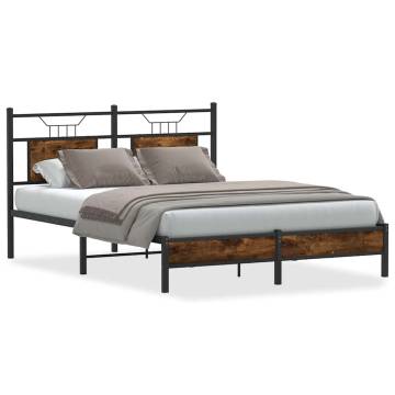 Smoked Oak Bed Frame without Mattress - 140x200 cm