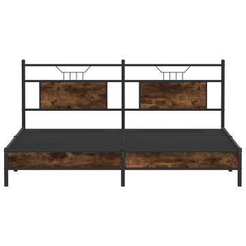 Smoked Oak Bed Frame 160x200 cm - Engineered Wood