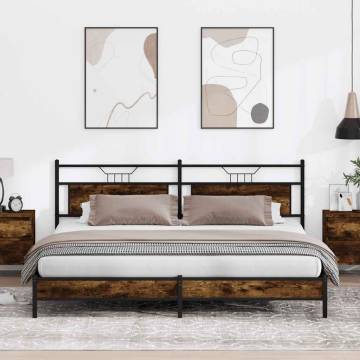 Metal Bed Frame without Mattress - Smoked Oak 200x200 cm