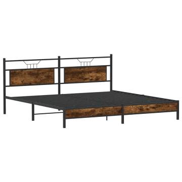 Metal Bed Frame without Mattress - Smoked Oak 200x200 cm