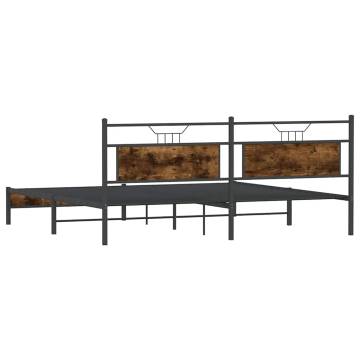 Metal Bed Frame without Mattress - Smoked Oak 200x200 cm