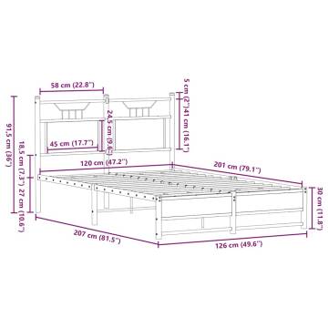 Smoked Oak Bed Frame 120x200 cm - Stylish & Durable