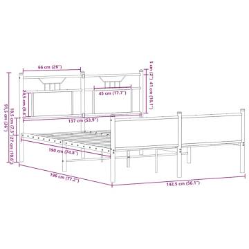 Smoked Oak Bed Frame 137x190 cm - Stylish & Durable