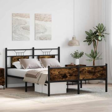 Smoked Oak Bed Frame 140x200 cm | Stylish & Durable Design