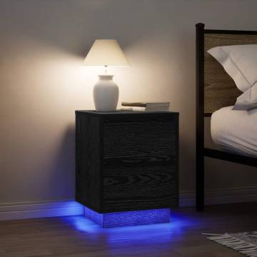 Bedside Cabinets with LED Lights - 2 pcs Black | HipoMarket