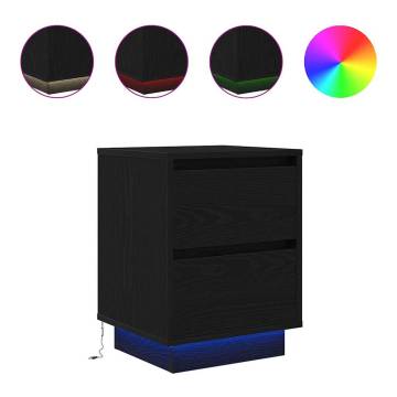 Bedside Cabinets with LED Lights - 2 pcs Black | HipoMarket