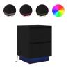 Bedside Cabinets with LED Lights - 2 pcs Black | HipoMarket