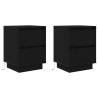 Bedside Cabinets with LED Lights - 2 pcs Black | HipoMarket