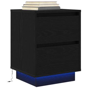 Bedside Cabinets with LED Lights - 2 pcs Black | HipoMarket